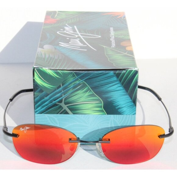 MAUI JIM Aki Aki POLARIZED Sunglasses RM333-2M Black/Hawaii Lava NEW - Picture 2 of 12